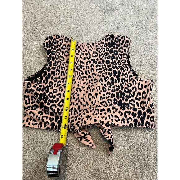 Cocoship Leopard Print Tie Front Swim Top Womens Size 10 Swimsuit Top Padded - Picture 5 of 11